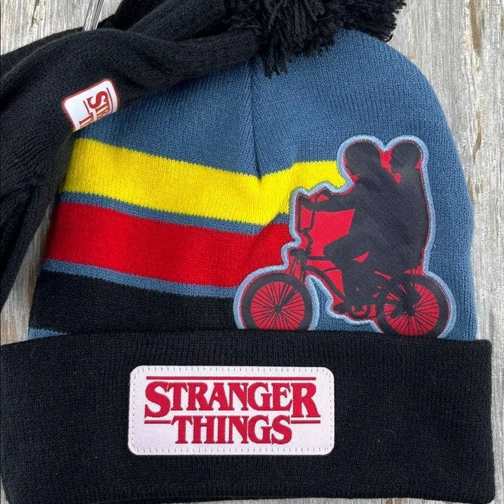 Stranger Things Beanie Hat With Pom Pom & Glove Set